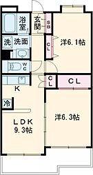PLENDY-HILLS高幡不動 2階2LDKの間取り