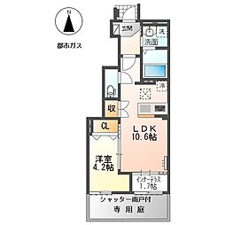 M’sルミナス 1階1LDKの間取り