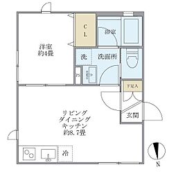 ミューズ新小岩 3階1LDKの間取り