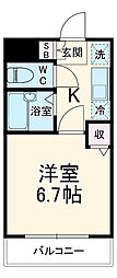 メゾンタツミ 2階1Kの間取り