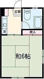 ブルービラ 2階1Kの間取り