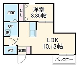 カーササクラーレ 1階1LDKの間取り