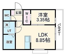 カーササクラーレ 2階1LDKの間取り