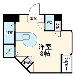 セラヴィ杁中 6階ワンルームの間取り