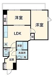 アロー芝山マンション 2階2DKの間取り