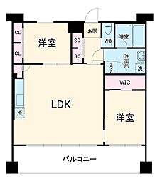 プレジオ東三国 10階2LDKの間取り