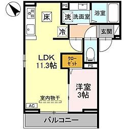 (仮称)D-ROOM下藤沢PJ 1階1LDKの間取り