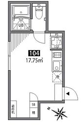 グランエッグス明大前 1階ワンルームの間取り