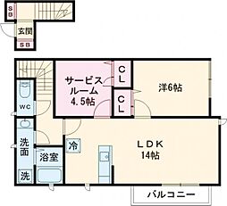 ＳＵＺＵＳＨＩＲＯ 2階1SLDKの間取り