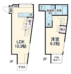KS新船橋 1階1LDKの間取り