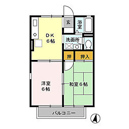 メゾンベール　参番館 2階2DKの間取り
