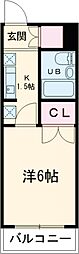 カサグランデ蓮根 2階1Kの間取り