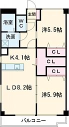 ハミングバード 3階2LDKの間取り