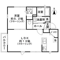 ブリランテ千鳥町 1階1LDKの間取り
