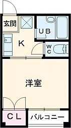 ＩＳビル 3階1Kの間取り