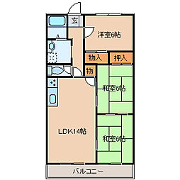 ハイツ戸頭 1階3LDKの間取り