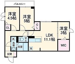 セレスティア江戸川II 206 2階3LDKの間取り