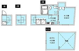 FAIR町屋2 3階1Kの間取り
