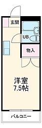 ロイヤルハイツ東所沢 3階1Kの間取り