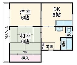 タカノマンション 2階2DKの間取り