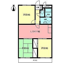 ソレイユ楠 1階3LDKの間取り