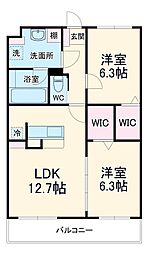 Ｌｕｓｏｒａ　Ｏｓａｔｏ 1階2LDKの間取り