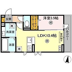 ソラーロ 3階1LDKの間取り
