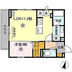 プラデーラ 1階1LDKの間取り