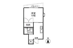 ウイング中瀬 3階1Kの間取り