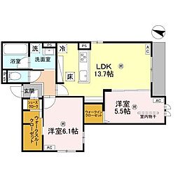 スペチアーレ中宮 1階2LDKの間取り
