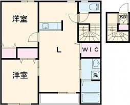 グランディール流木 2階2LDKの間取り