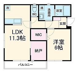 グランソフィア貝柄山 2階1SLDKの間取り