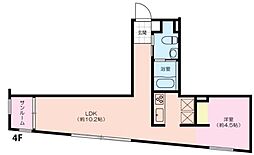 モンクレ桜新町 2階ワンルームの間取り