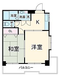 サウスウィンド相模大野 3階2Kの間取り