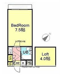 アップルハウス青山 1階1Kの間取り