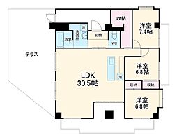 キクシンビル 7階3LDKの間取り