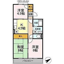 コーポラスクレイン 2階3Kの間取り