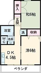 ラムールフォー 2階2DKの間取り