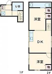 旭町アパート 1階2DKの間取り