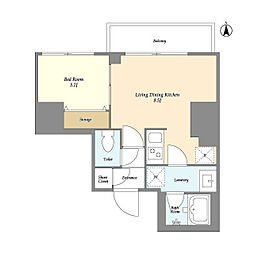クラリティア西日暮里 10階1LDKの間取り