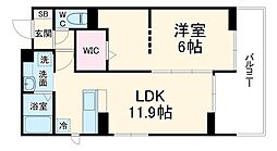 グランヴィル 3階1LDKの間取り