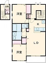 仮称)Novガーデンハウス谷田部　F 2階2LDKの間取り