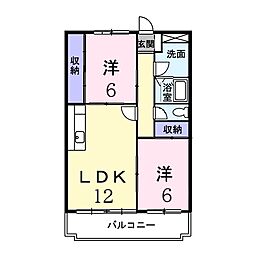 リバーサイド東川口ＮＯ．1 1階2LDKの間取り