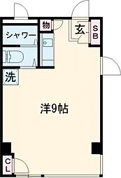 エクセルサカエ 4階ワンルームの間取り