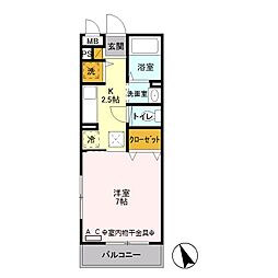 ＢＥＳＴ　ＦＲＩＥＮＤ 2階1Kの間取り