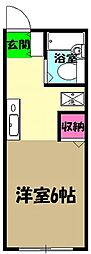 ユーコーポＡ棟 2階1Kの間取り