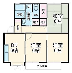 グランドゥール　B棟 2階3DKの間取り