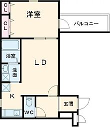 クロワール 2階1LDKの間取り
