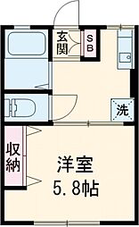 京王線 多磨霊園駅 徒歩5分の賃貸アパート 1階1Kの間取り