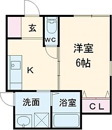 ｍｅｄｕｓｅ 1階1Kの間取り